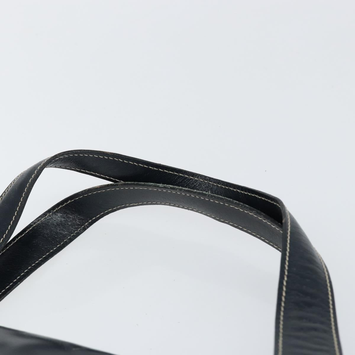 LOEWE Hand Bag Leather Navy Gold Auth bs31051