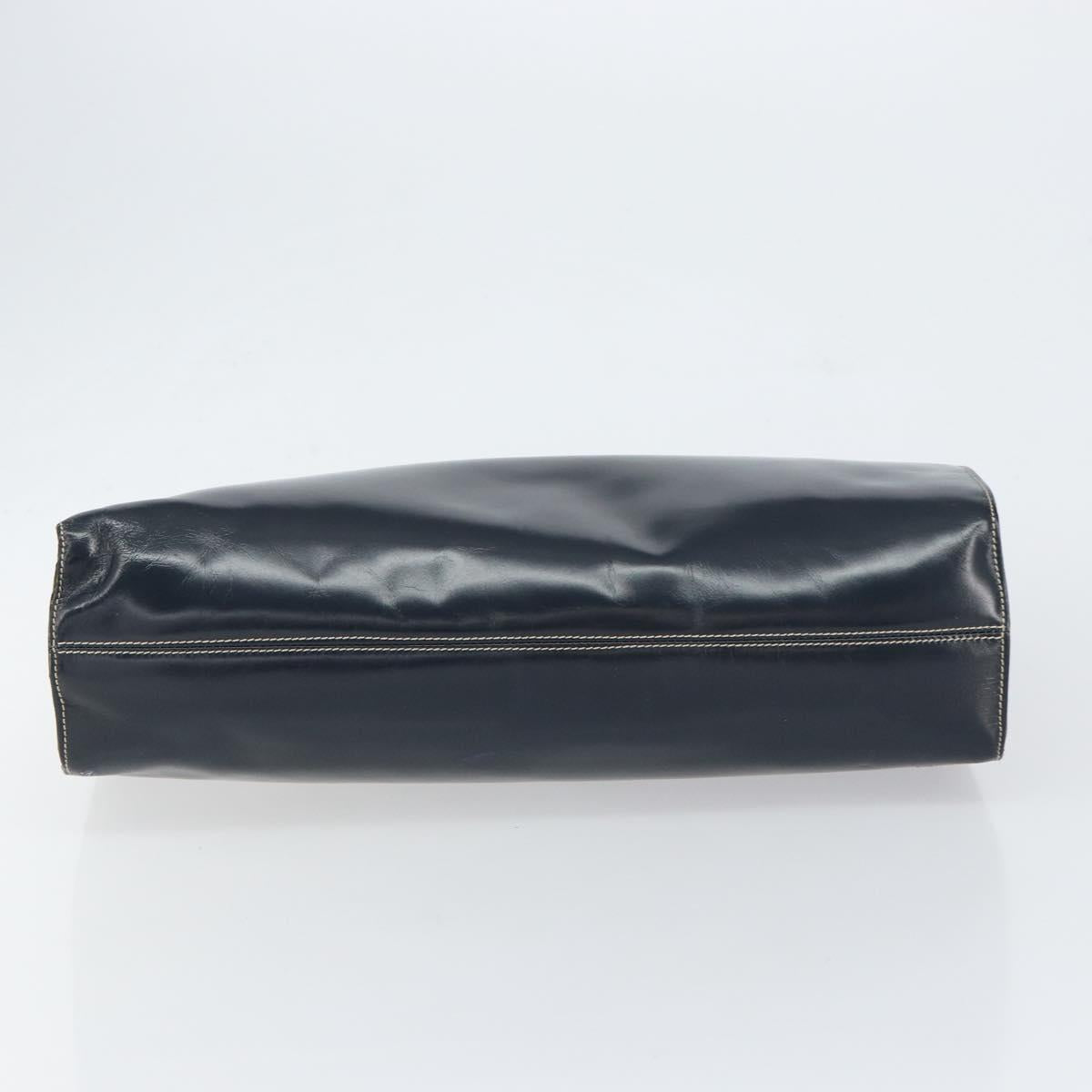 LOEWE Hand Bag Leather Navy Gold Auth bs31051