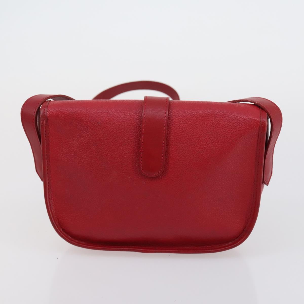 SAINT LAURENT Shoulder Bag Leather 2 Set Red Brown Auth bs31054