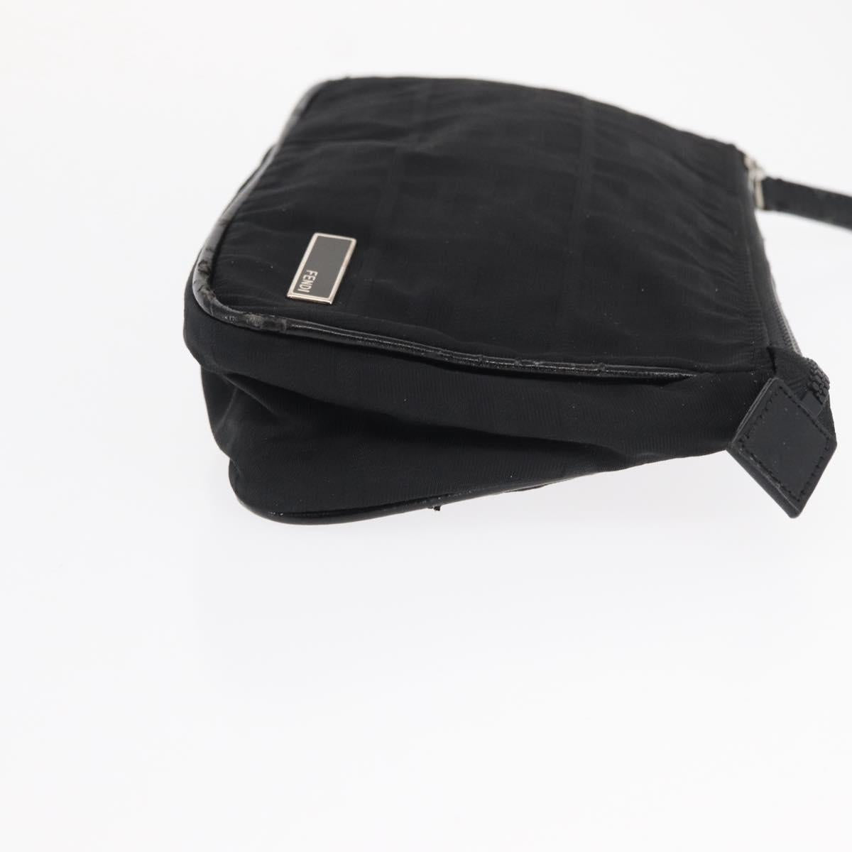 FENDI Zucca Canvas Clutch Bag PVC 2 Set Beige Black Auth bs31055