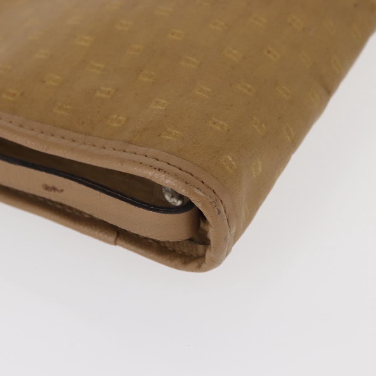 FENDI Zucca Canvas Clutch Bag PVC 2 Set Beige Black Auth bs31055