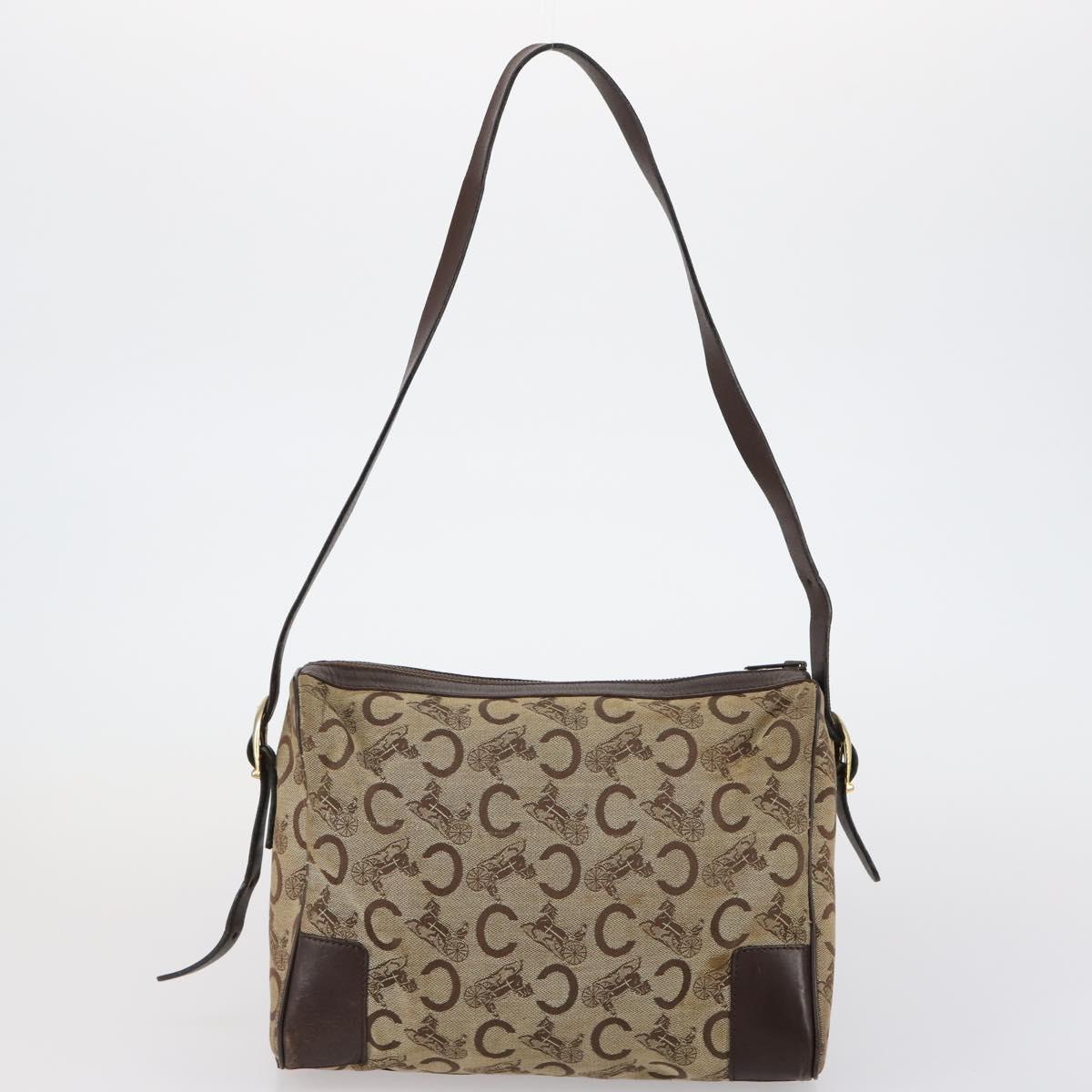 CELINE Macadam Canvas C Sulky Shoulder Bag 2 Set Beige Navy Auth bs31056