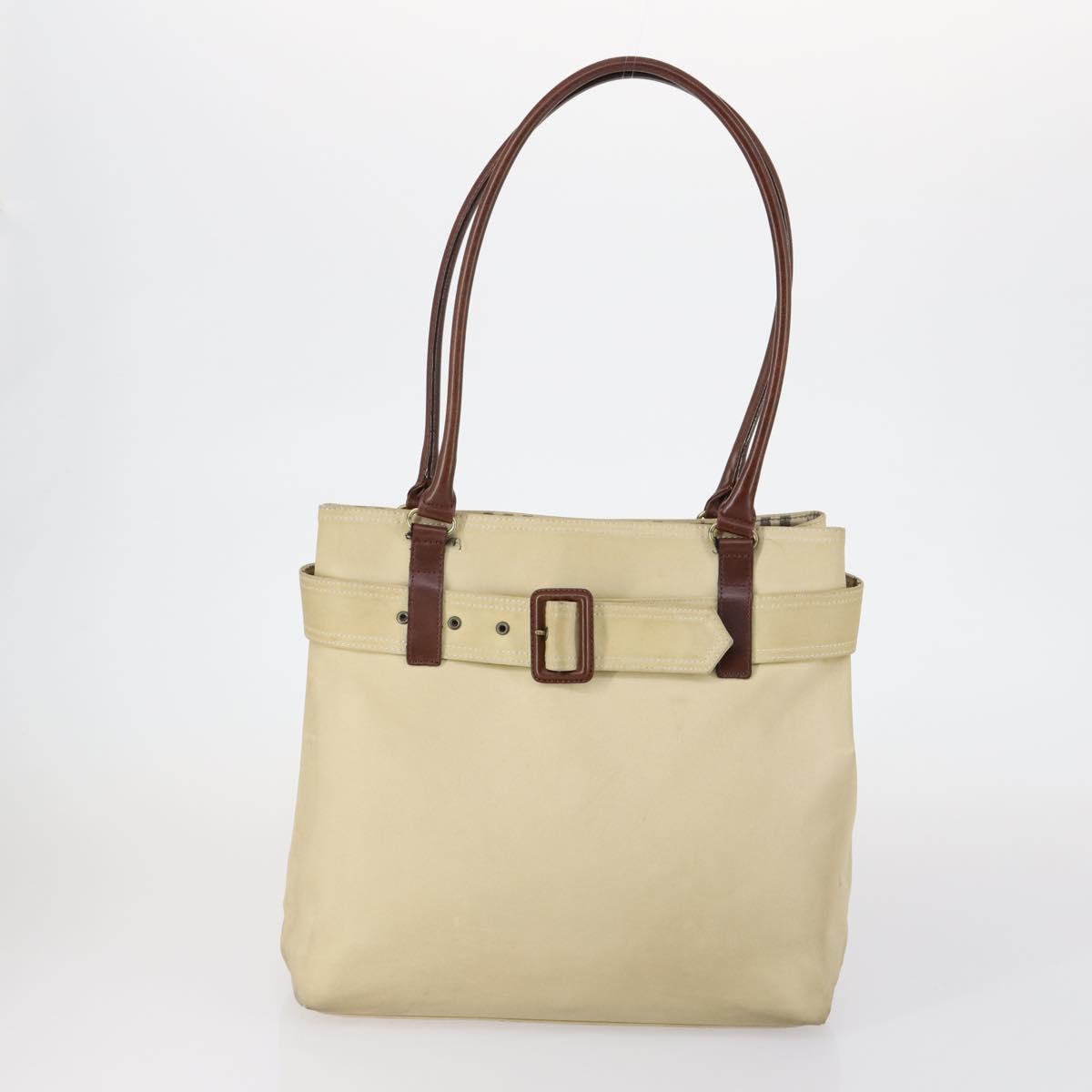 BURBERRY Shoulder Bag Leather Canvas 2 Set Beige Brown Auth bs31058