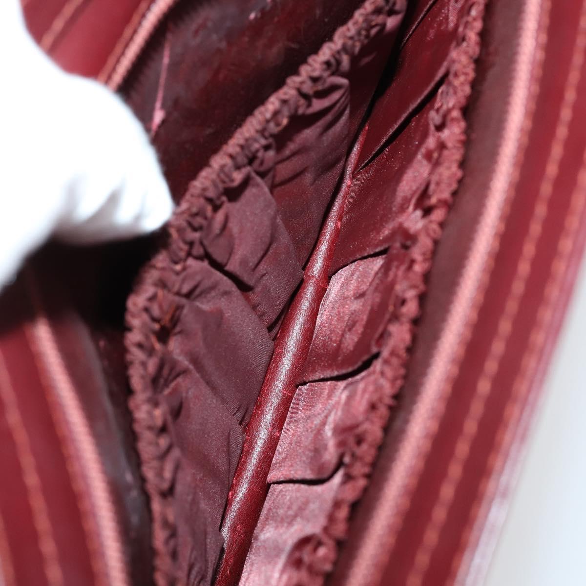 CARTIER Must Line Clutch Bag Leather 3 Set Bordeaux Gold Auth bs31059