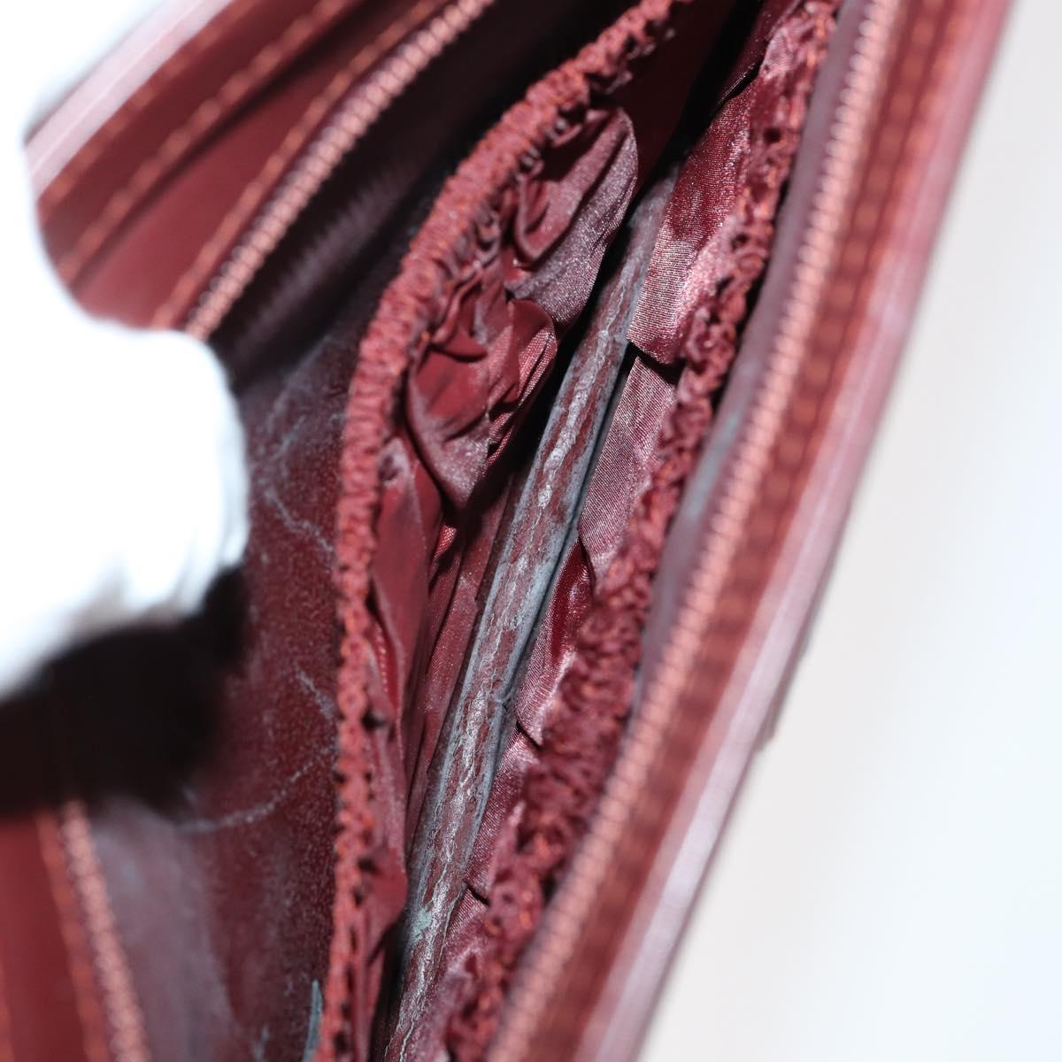 CARTIER Must Line Clutch Bag Leather 3 Set Bordeaux Gold Auth bs31059