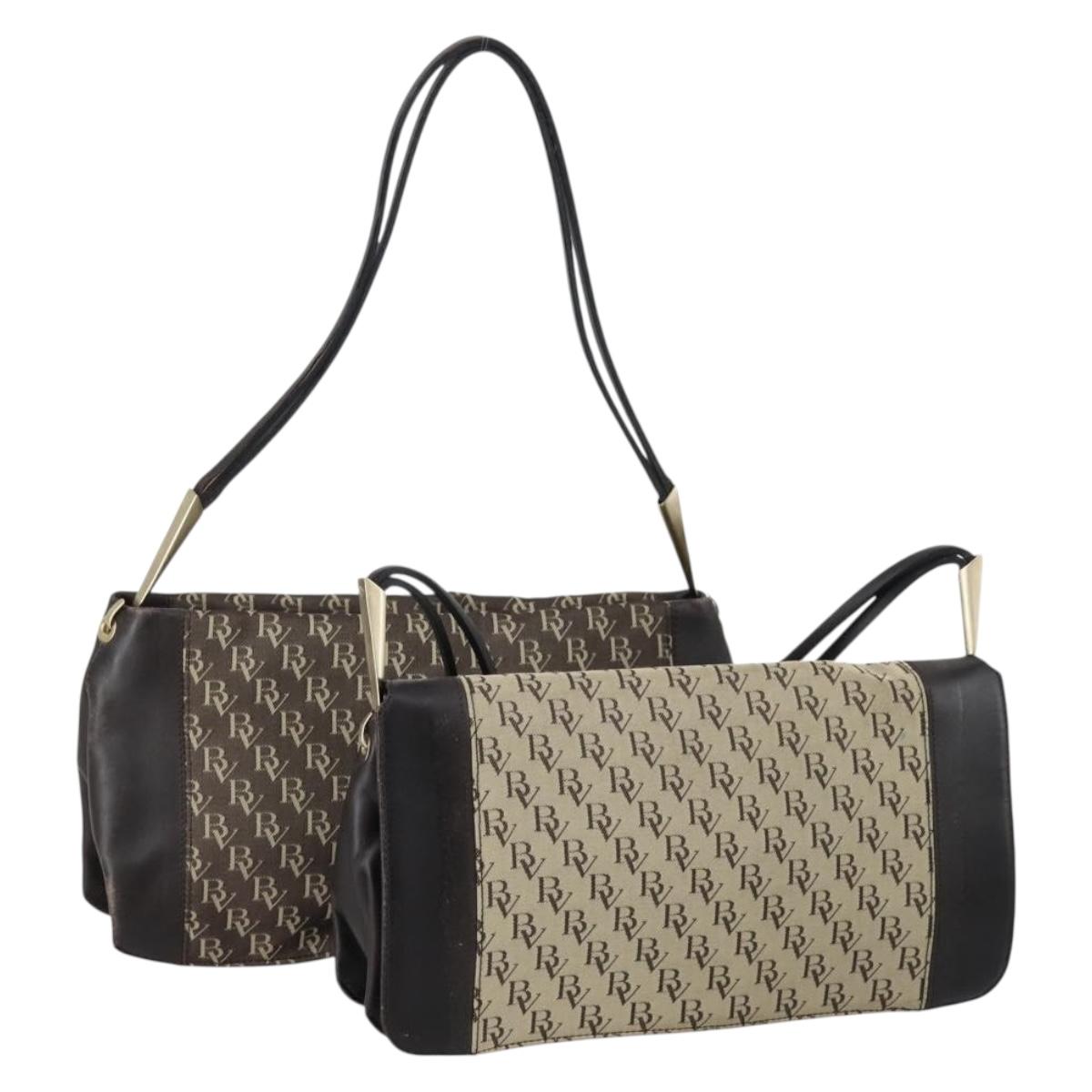 BOTTEGA VENETA Shoulder Bag Canvas 2 Set Beige Brown Auth bs31060