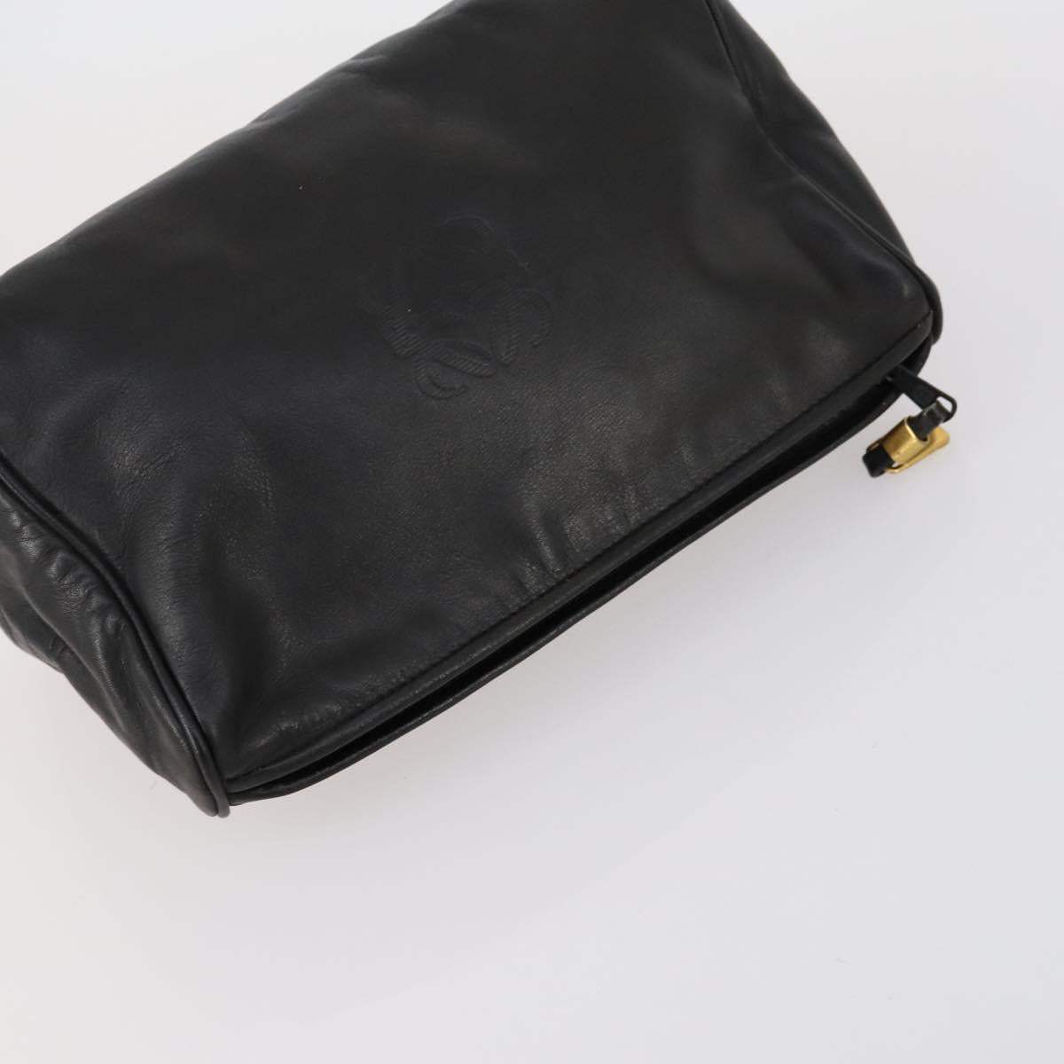 LOEWE Clutch Bag Leather 3 Set Beige Black Brown Auth bs31061