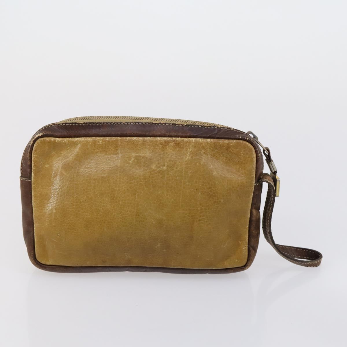 LOEWE Clutch Bag Leather 3 Set Beige Black Brown Auth bs31061