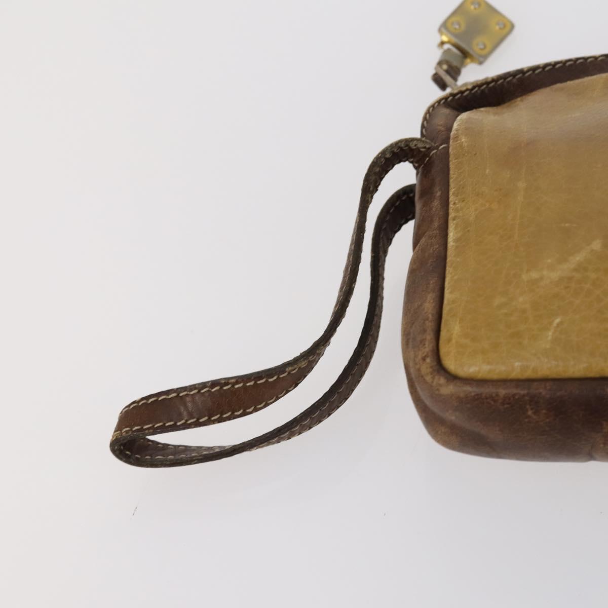 LOEWE Clutch Bag Leather 3 Set Beige Black Brown Auth bs31061