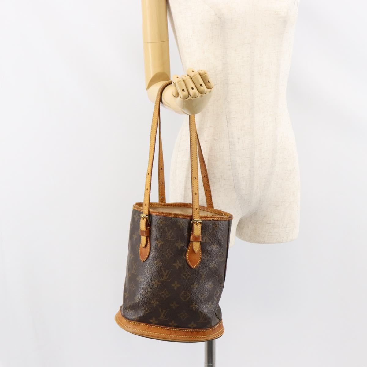 LOUIS VUITTON Monogram Bucket PM Shoulder Bag M42238 LV Auth bs31078