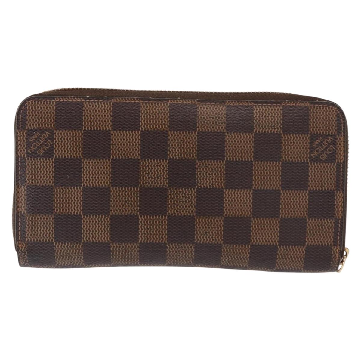 LOUIS VUITTON Damier Ebene Zippy Wallet Long Wallet N41661 LV Auth bs31083