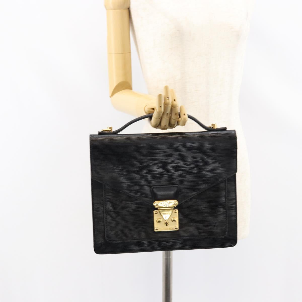 LOUIS VUITTON Epi Monceau 28 Hand Bag Black M52122 LV Auth bs31100