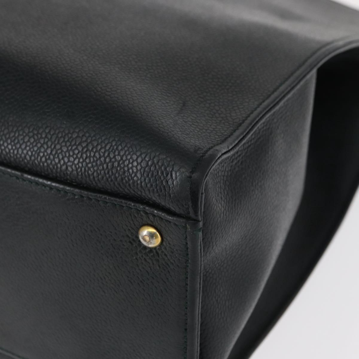 CHANEL Chain Hand Bag Caviar Skin Green Gold CC Auth bs31109