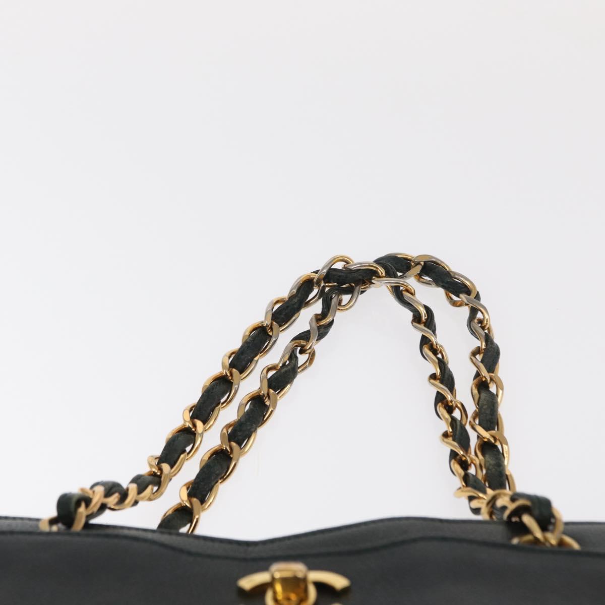 CHANEL Chain Hand Bag Caviar Skin Green Gold CC Auth bs31109