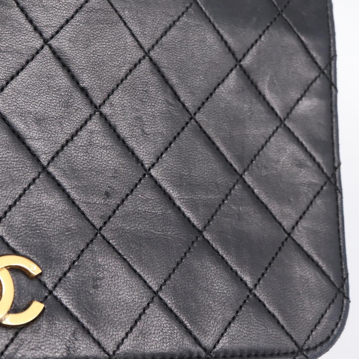 CHANEL Matelasse Chain Shoulder Bag Lamb Skin Black Gold CC Auth bs31111
