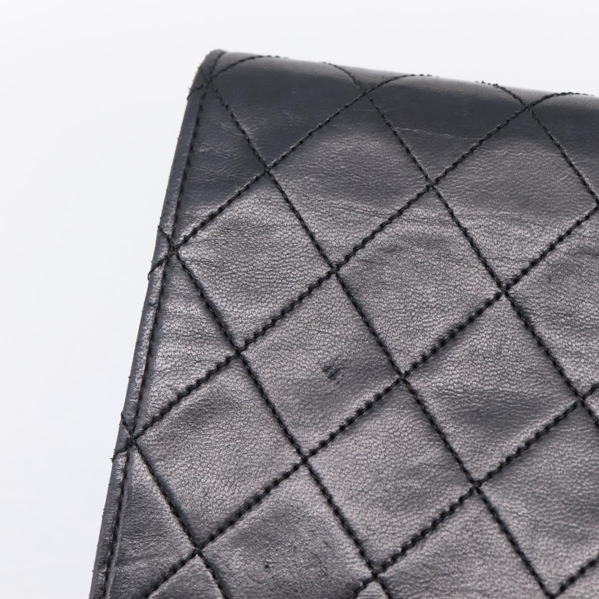CHANEL Matelasse Chain Shoulder Bag Lamb Skin Black Gold CC Auth bs31111