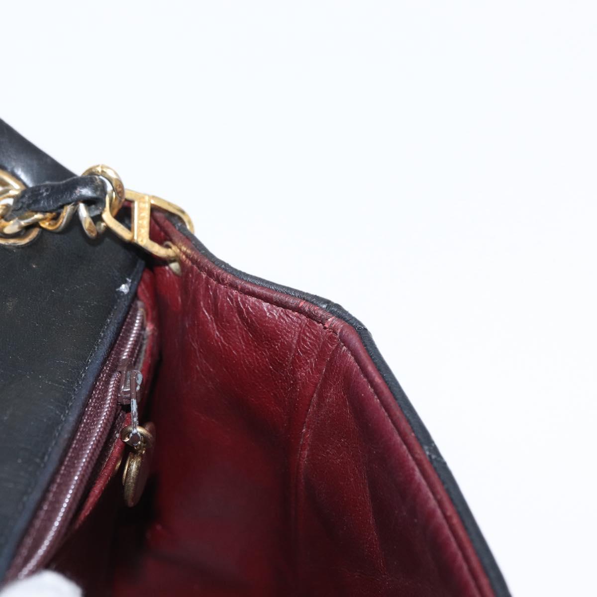 CHANEL Matelasse 17 Chain Shoulder Bag Lamb Skin Black Gold CC Auth bs31113