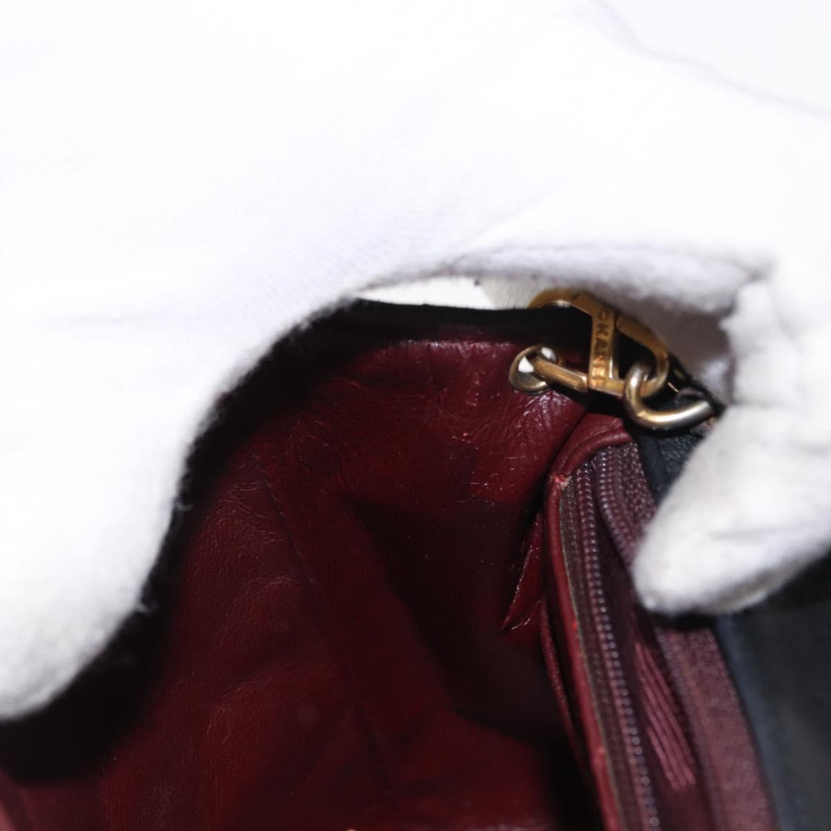 CHANEL Matelasse 17 Chain Shoulder Bag Lamb Skin Black Gold CC Auth bs31113