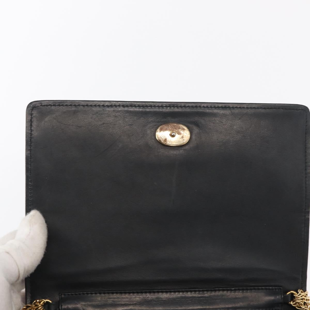 CHANEL Matelasse Chain Shoulder Bag Enamel Black Gold CC Auth bs31115