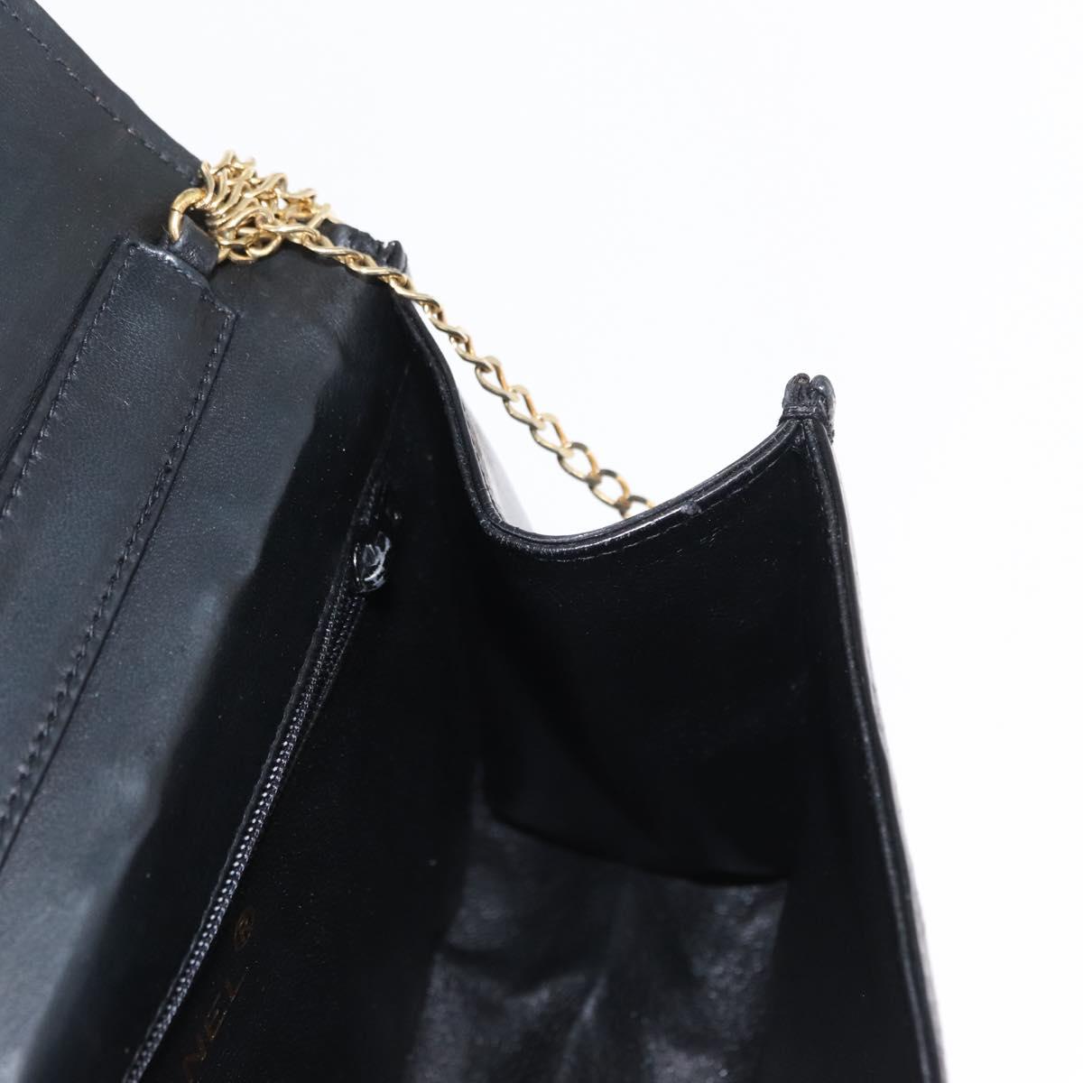 CHANEL Matelasse Chain Shoulder Bag Enamel Black Gold CC Auth bs31115