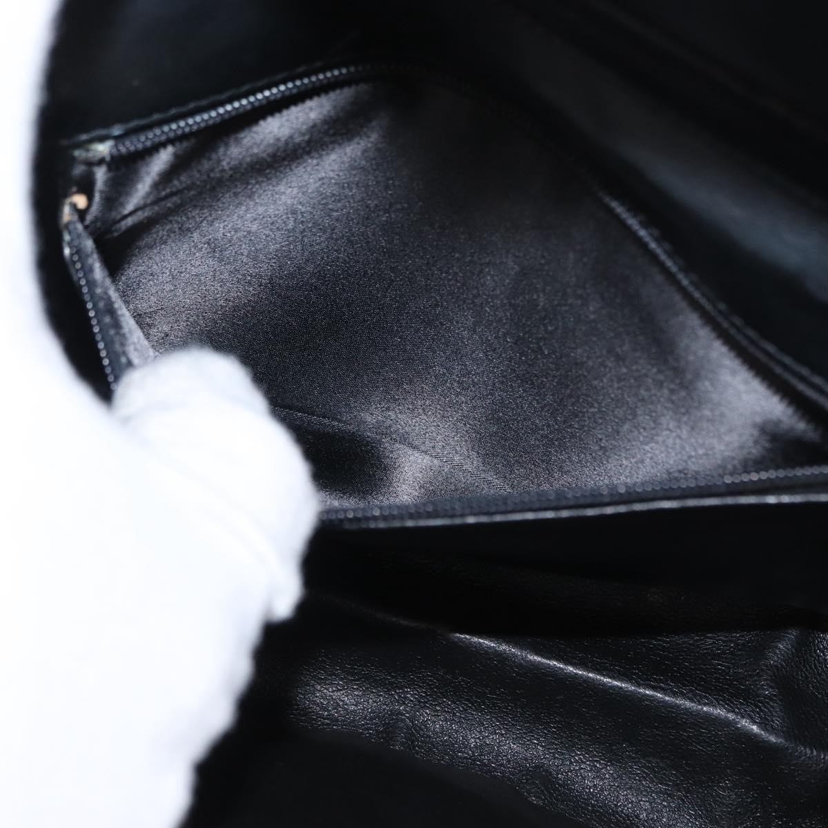 CHANEL Matelasse Chain Shoulder Bag Enamel Black Gold CC Auth bs31115