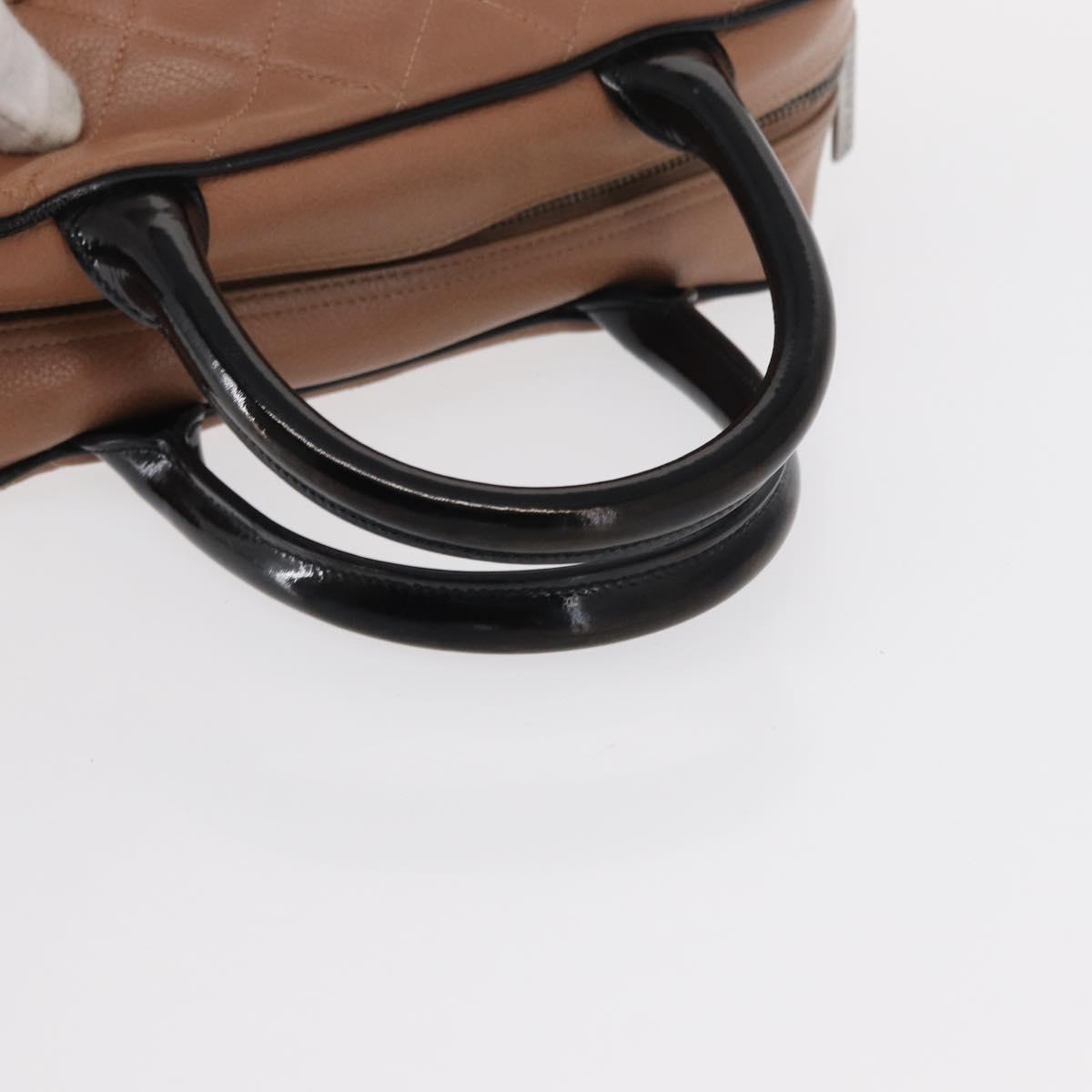 CHANEL Matelasse Hand Bag Caviar Skin Beige Silver CC Auth bs31117