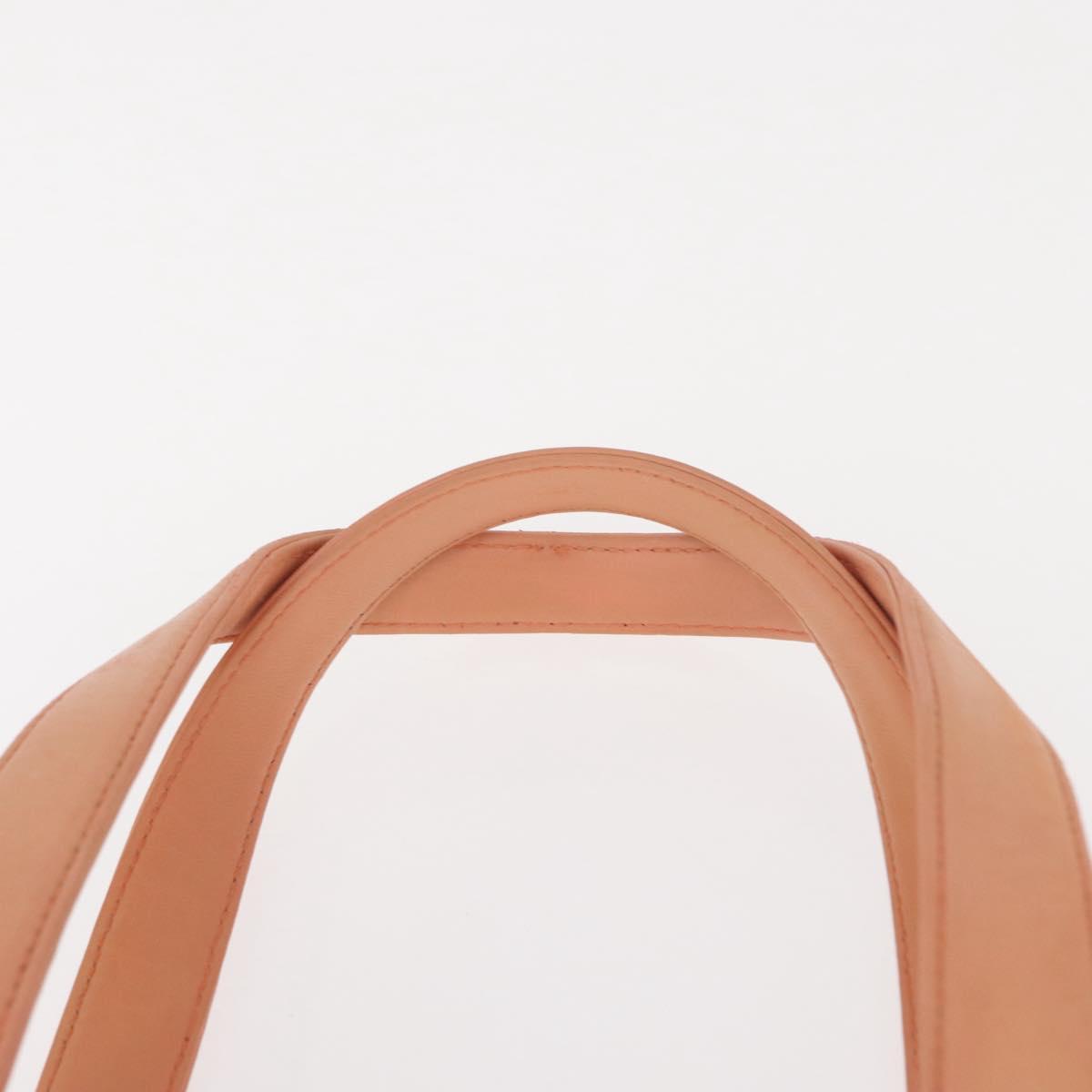 CHANEL Choco Bar Hand Bag Lamb Skin Beige CC Auth bs31118