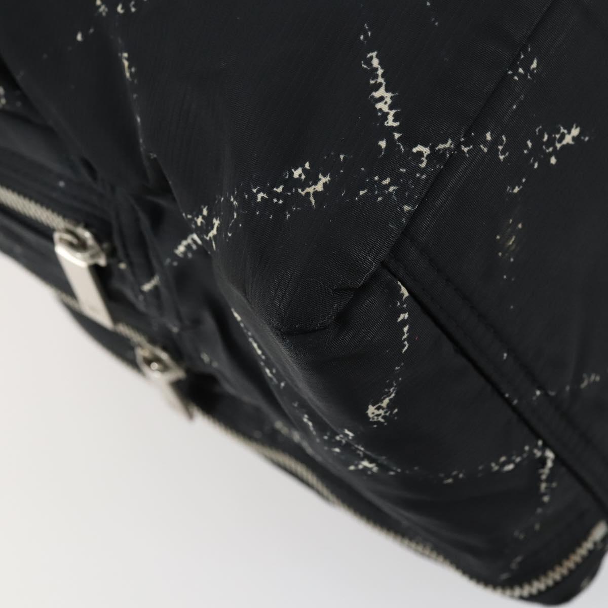 CHANEL New Travel Line Hand Bag Nylon Black Silver CC Auth bs31119