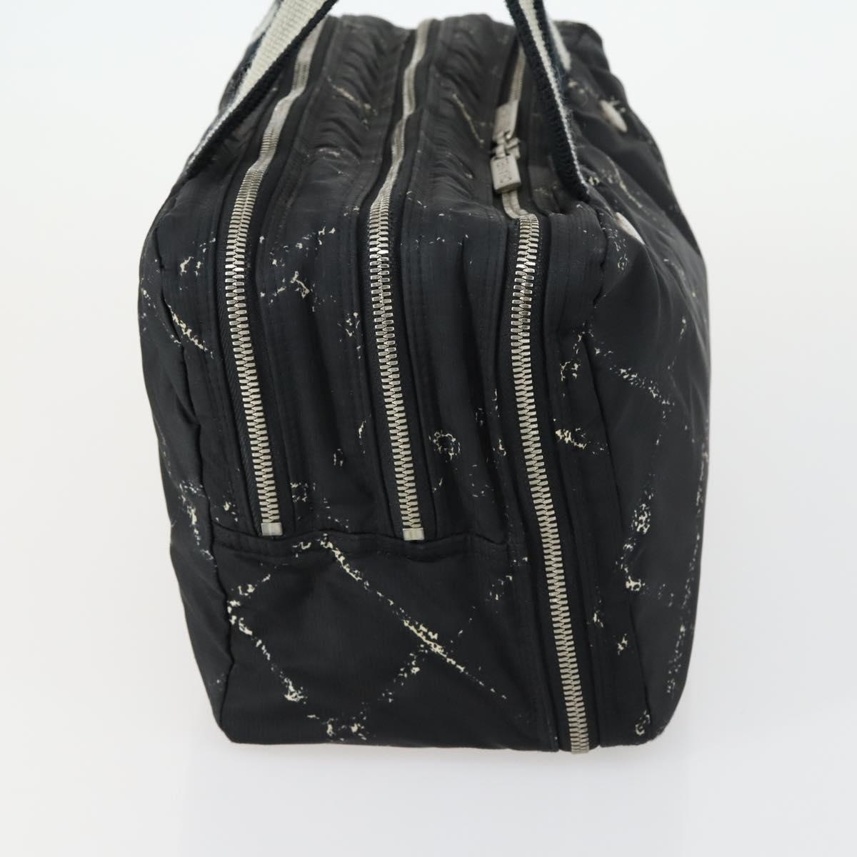 CHANEL New Travel Line Hand Bag Nylon Black Silver CC Auth bs31119