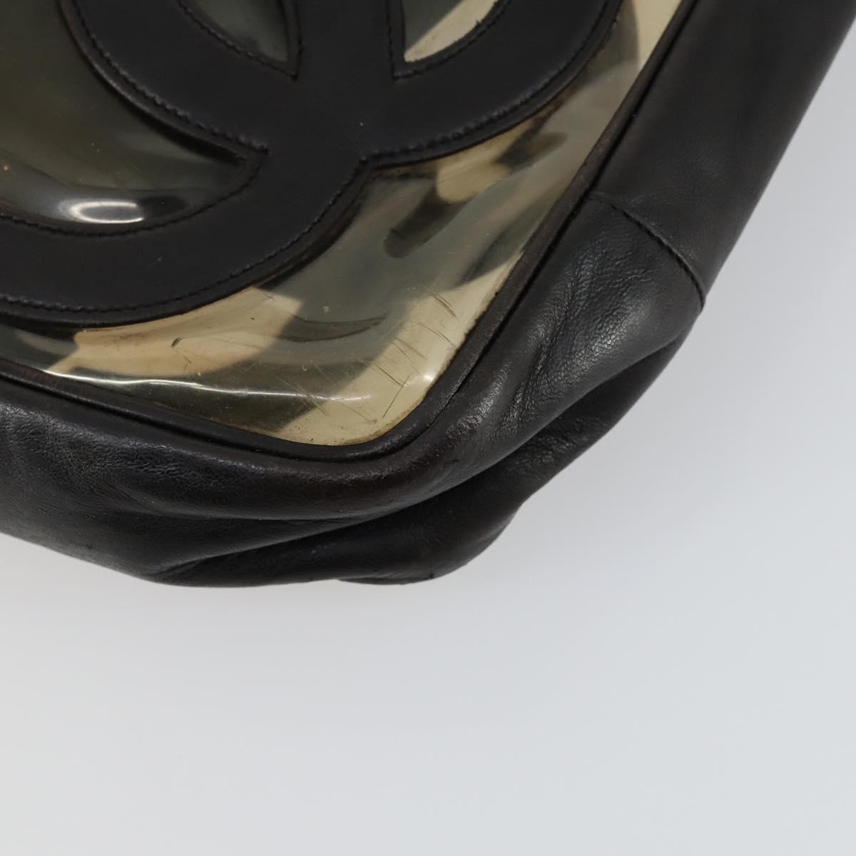 CHANEL Tote Bag Vinyl Black Gold CC Auth bs31121