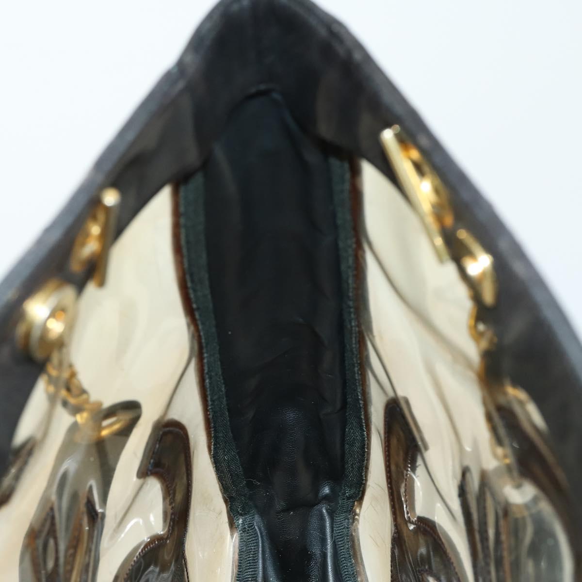 CHANEL Tote Bag Vinyl Black Gold CC Auth bs31121