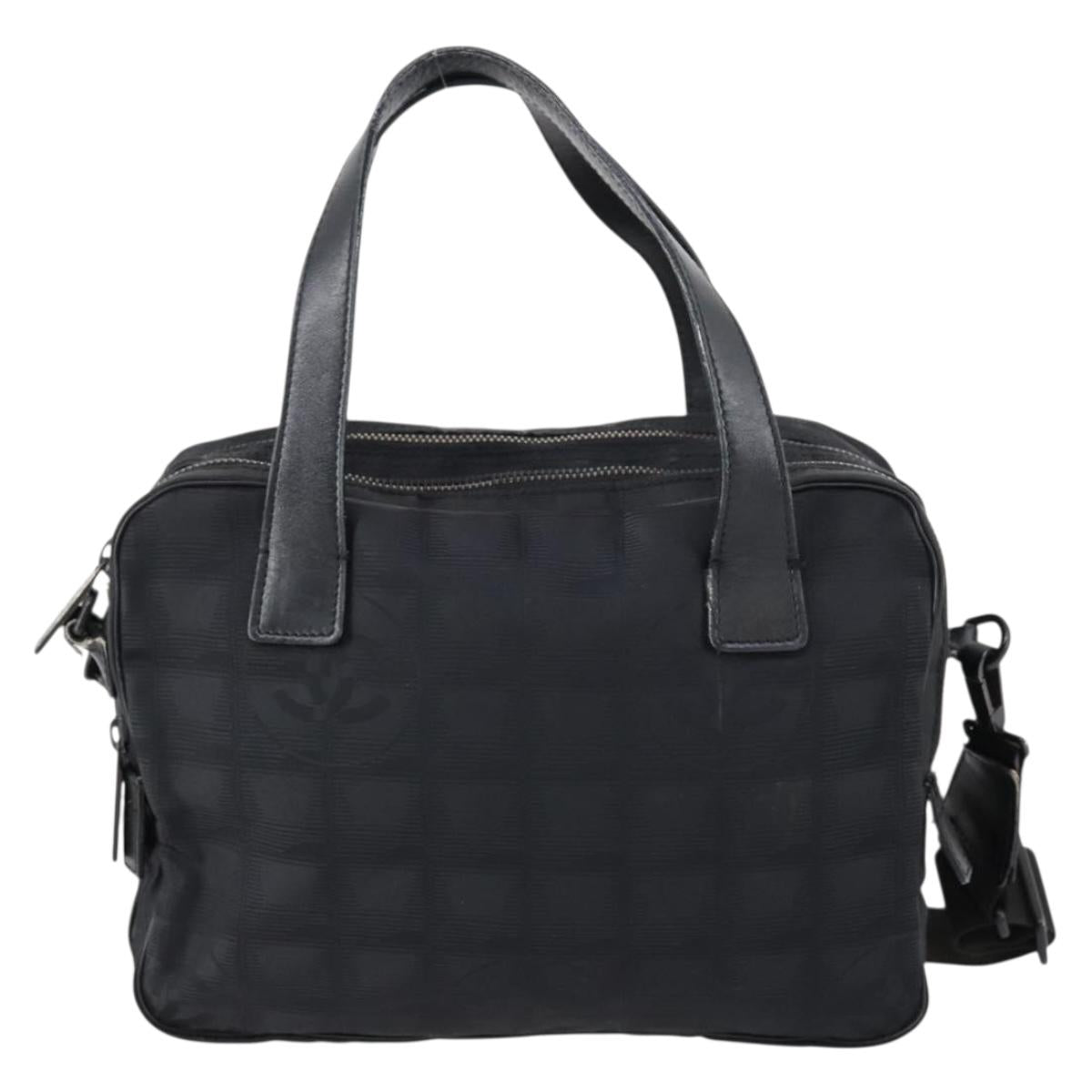 CHANEL New Wave Hand Bag Nylon 2way Black Silver CC Auth bs31122