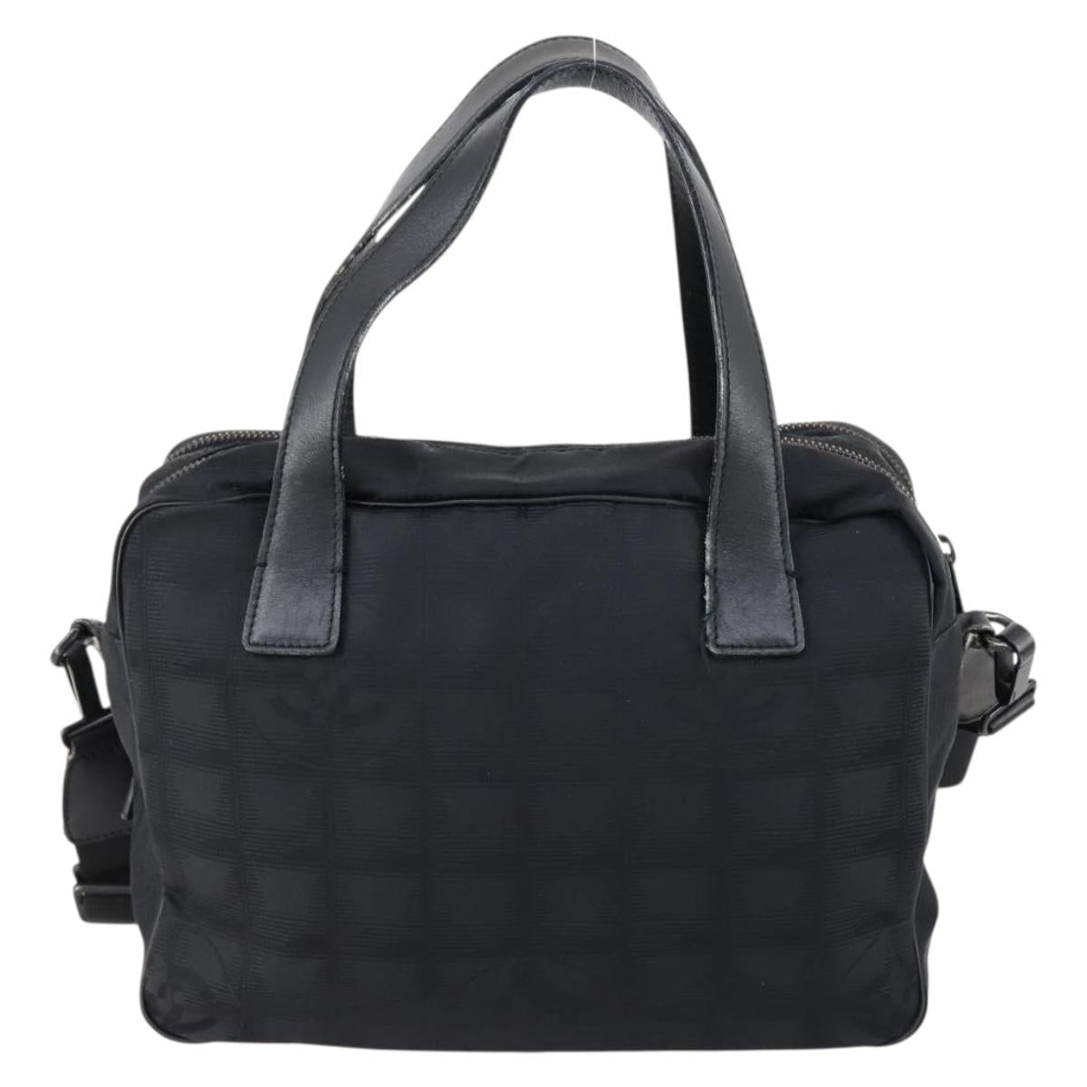 CHANEL New Wave Hand Bag Nylon 2way Black Silver CC Auth bs31122