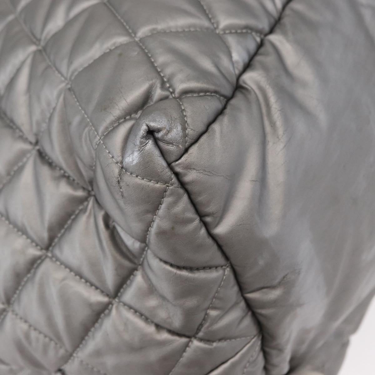 CHANEL Cococoon Tote Bag Nylon Gray Silver CC Auth bs31124