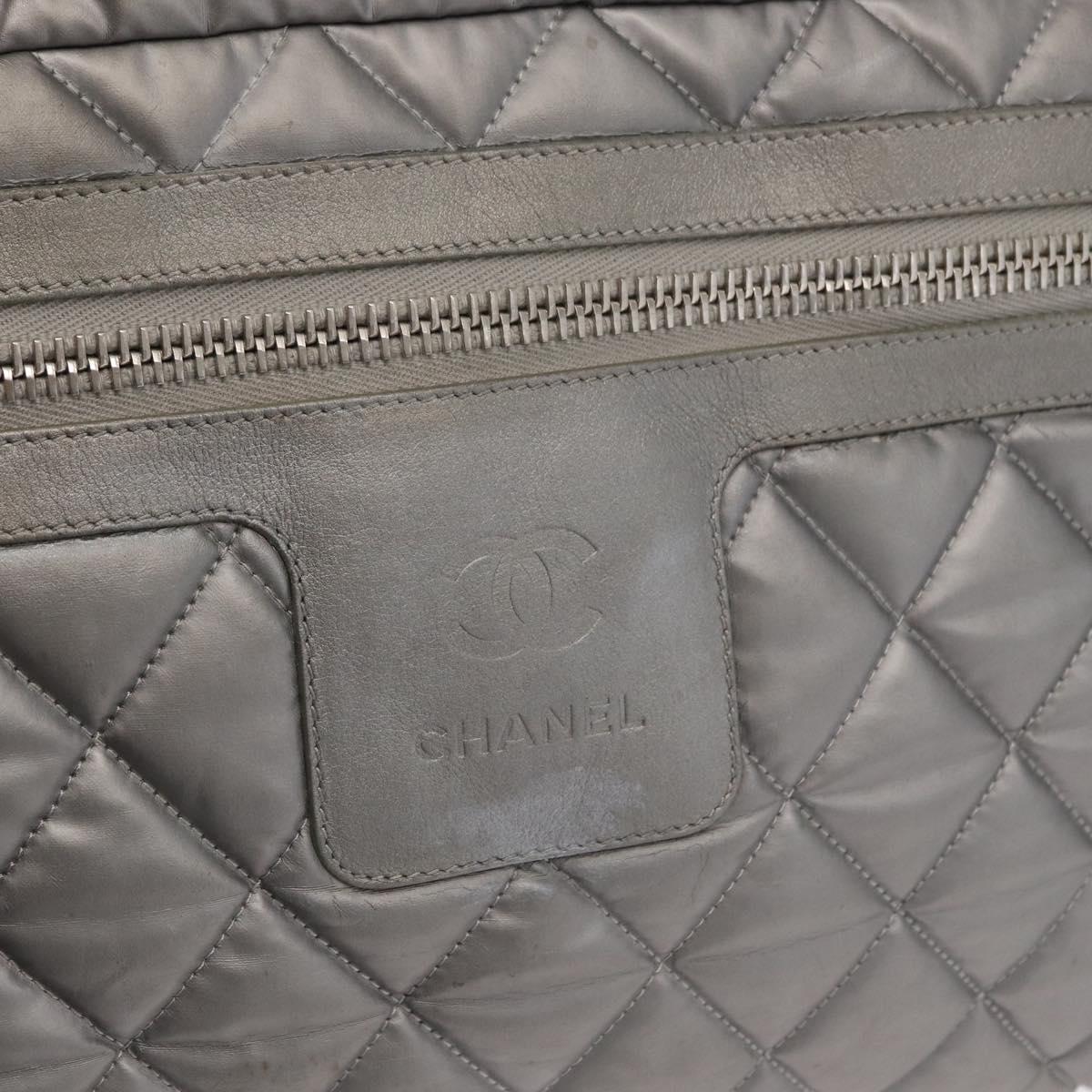 CHANEL Cococoon Tote Bag Nylon Gray Silver CC Auth bs31124