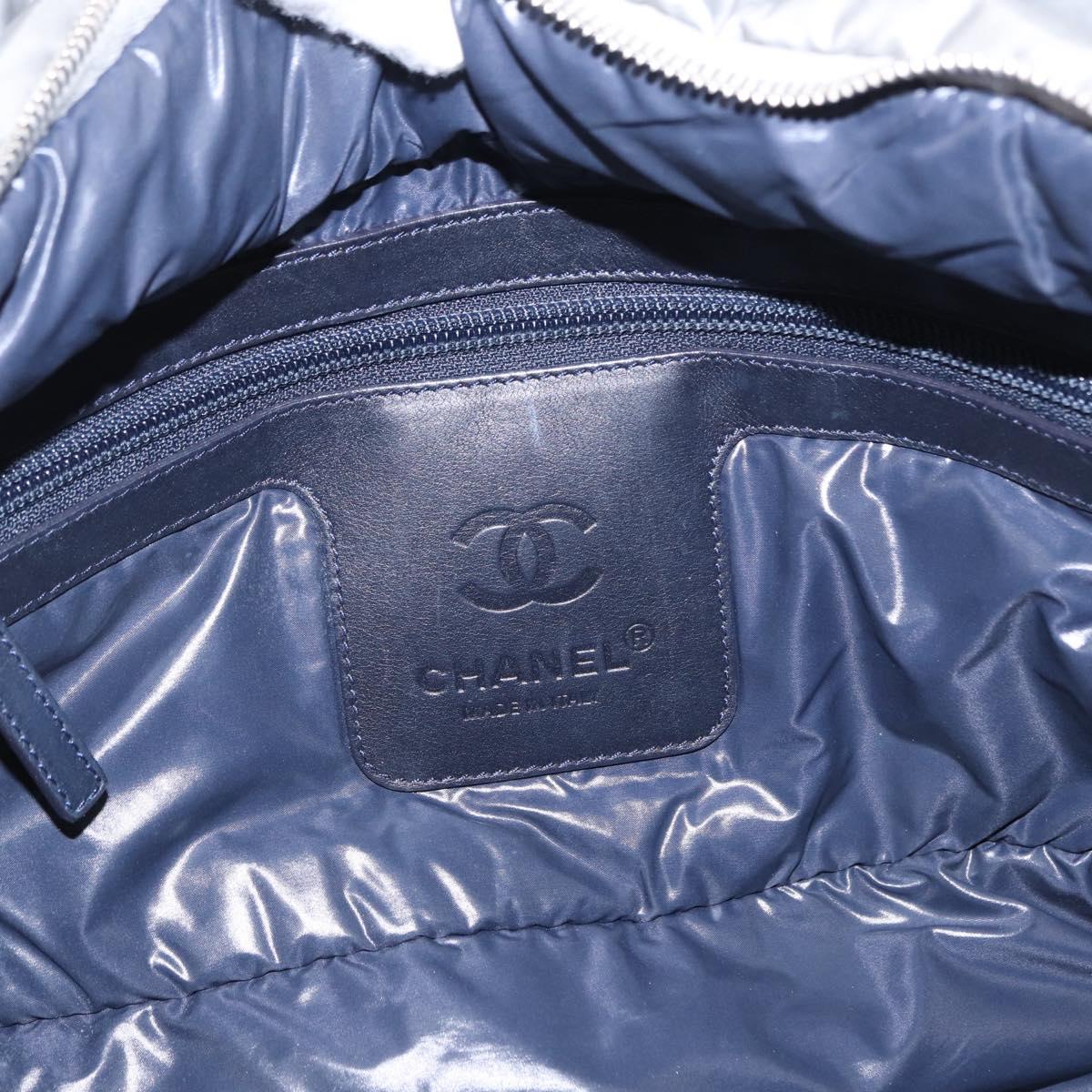 CHANEL Cococoon Tote Bag Nylon Gray Silver CC Auth bs31124