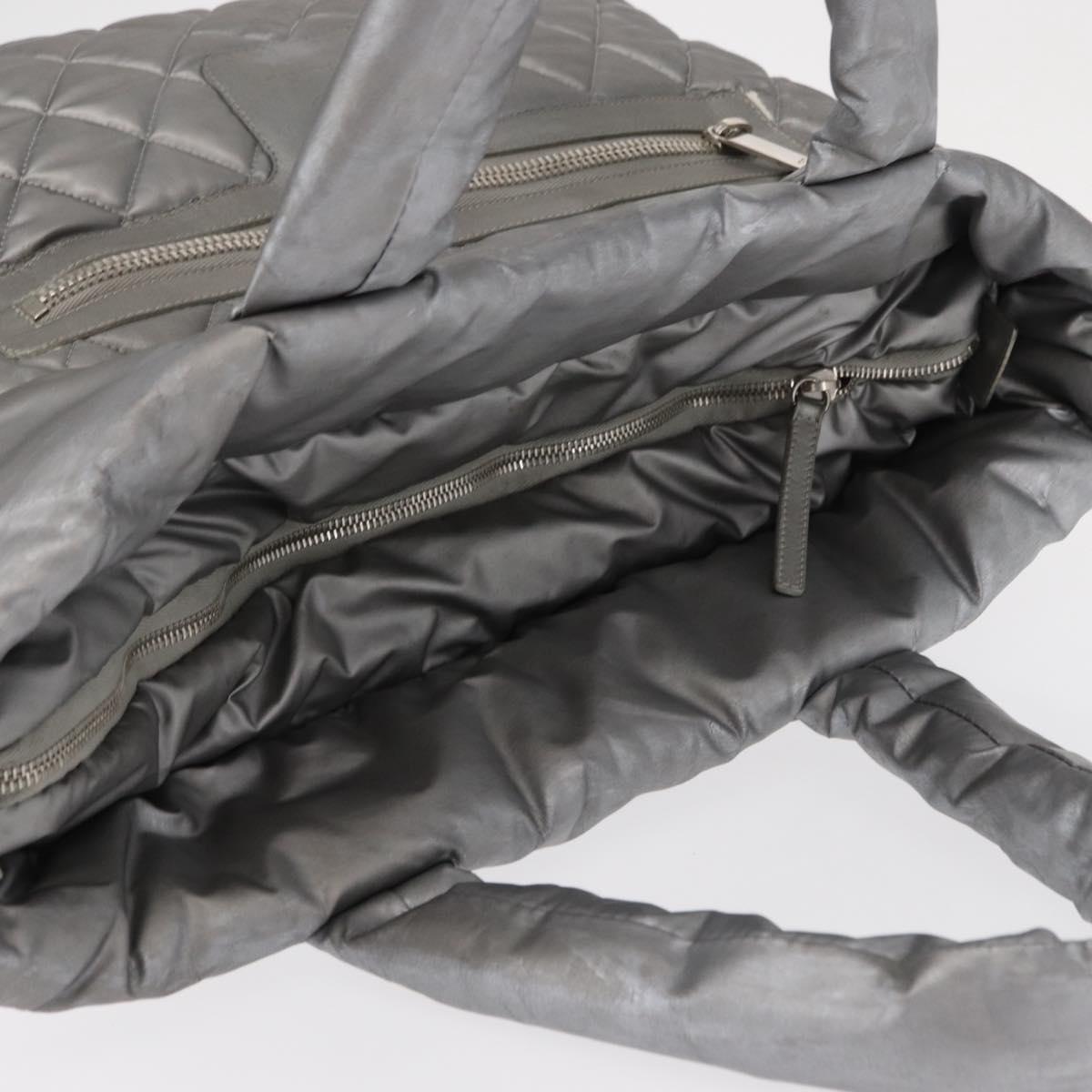 CHANEL Cococoon Tote Bag Nylon Gray Silver CC Auth bs31124