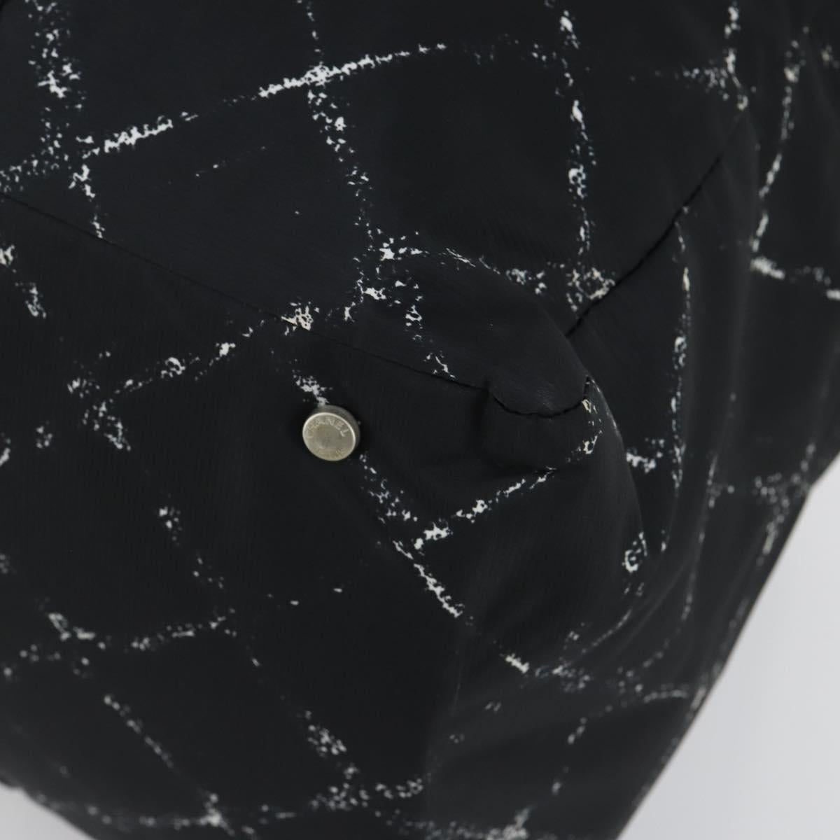 CHANEL Travel Line Boston Bag Nylon Black CC Auth bs31126