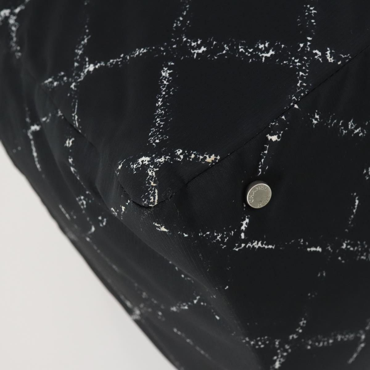 CHANEL Travel Line Boston Bag Nylon Black CC Auth bs31126