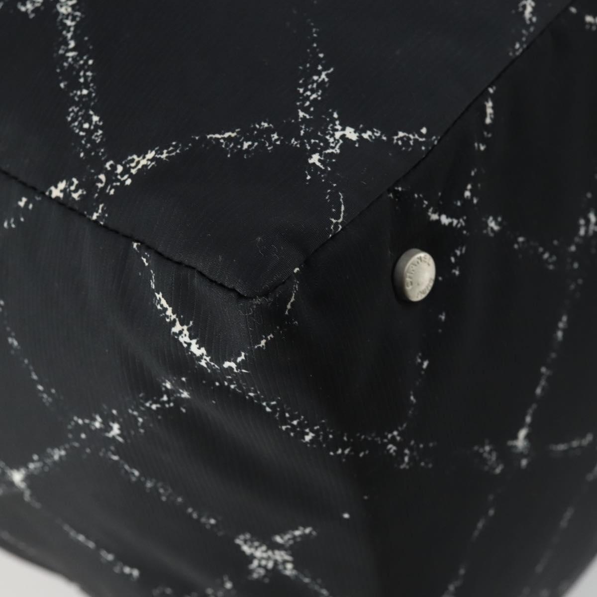 CHANEL Travel Line Boston Bag Nylon Black CC Auth bs31126