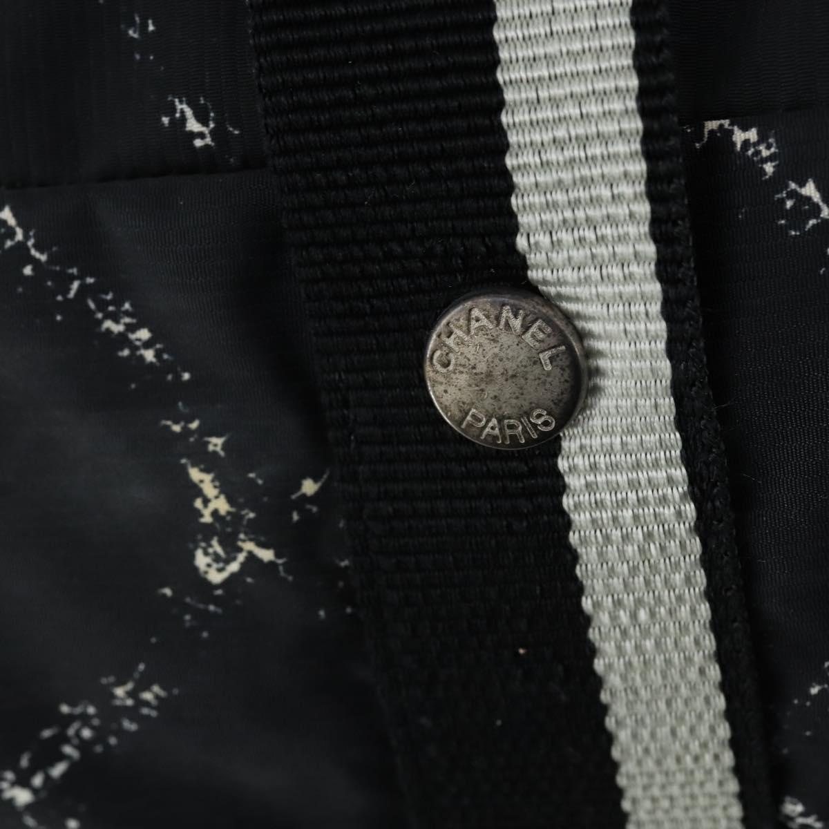 CHANEL Travel Line Boston Bag Nylon Black CC Auth bs31126