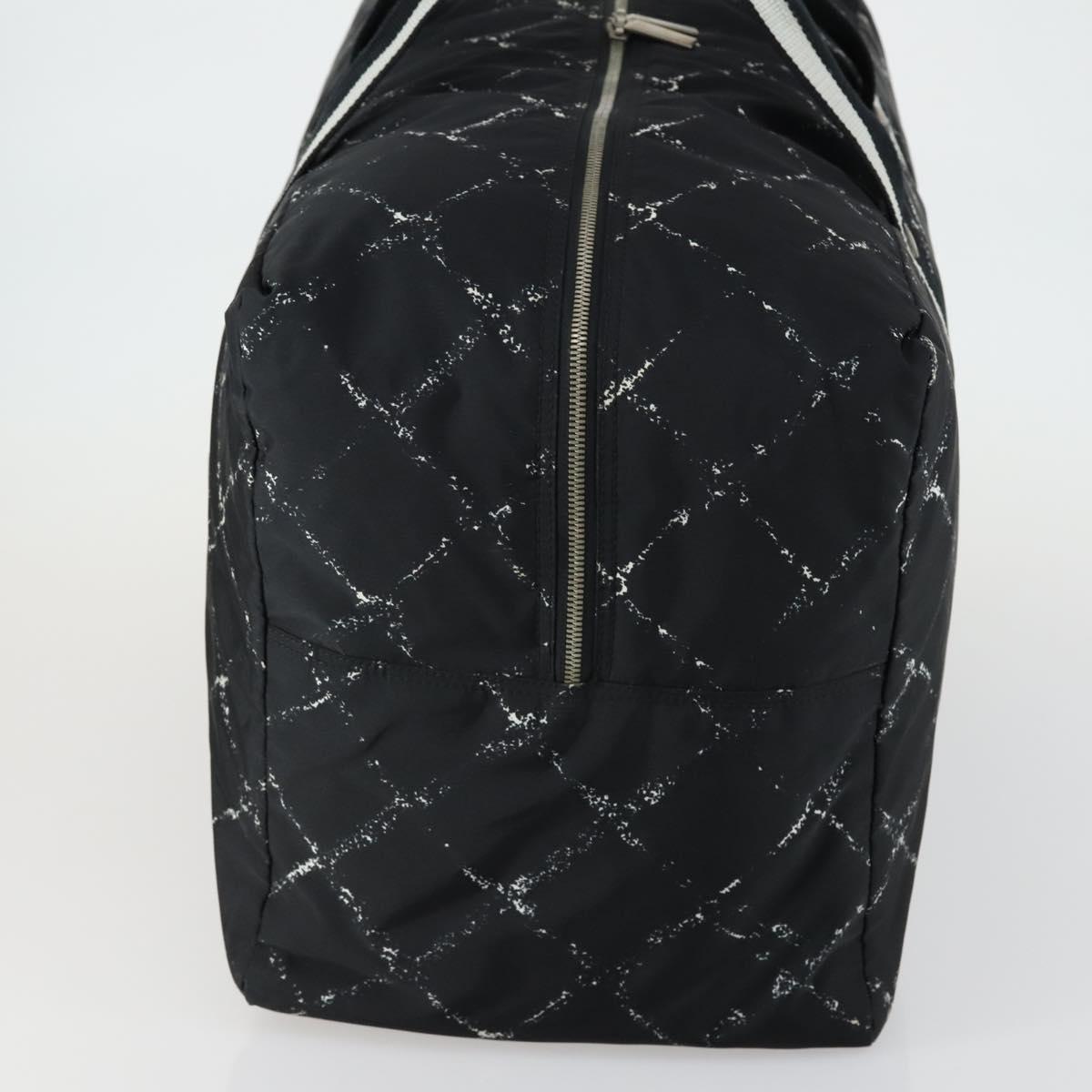 CHANEL Travel Line Boston Bag Nylon Black CC Auth bs31126