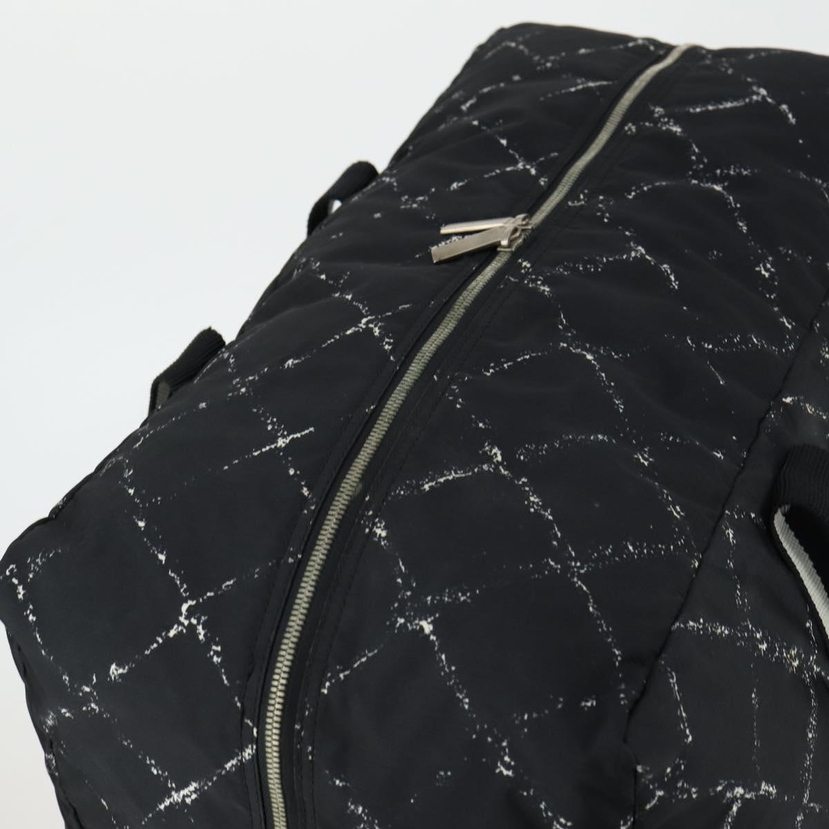 CHANEL Travel Line Boston Bag Nylon Black CC Auth bs31126