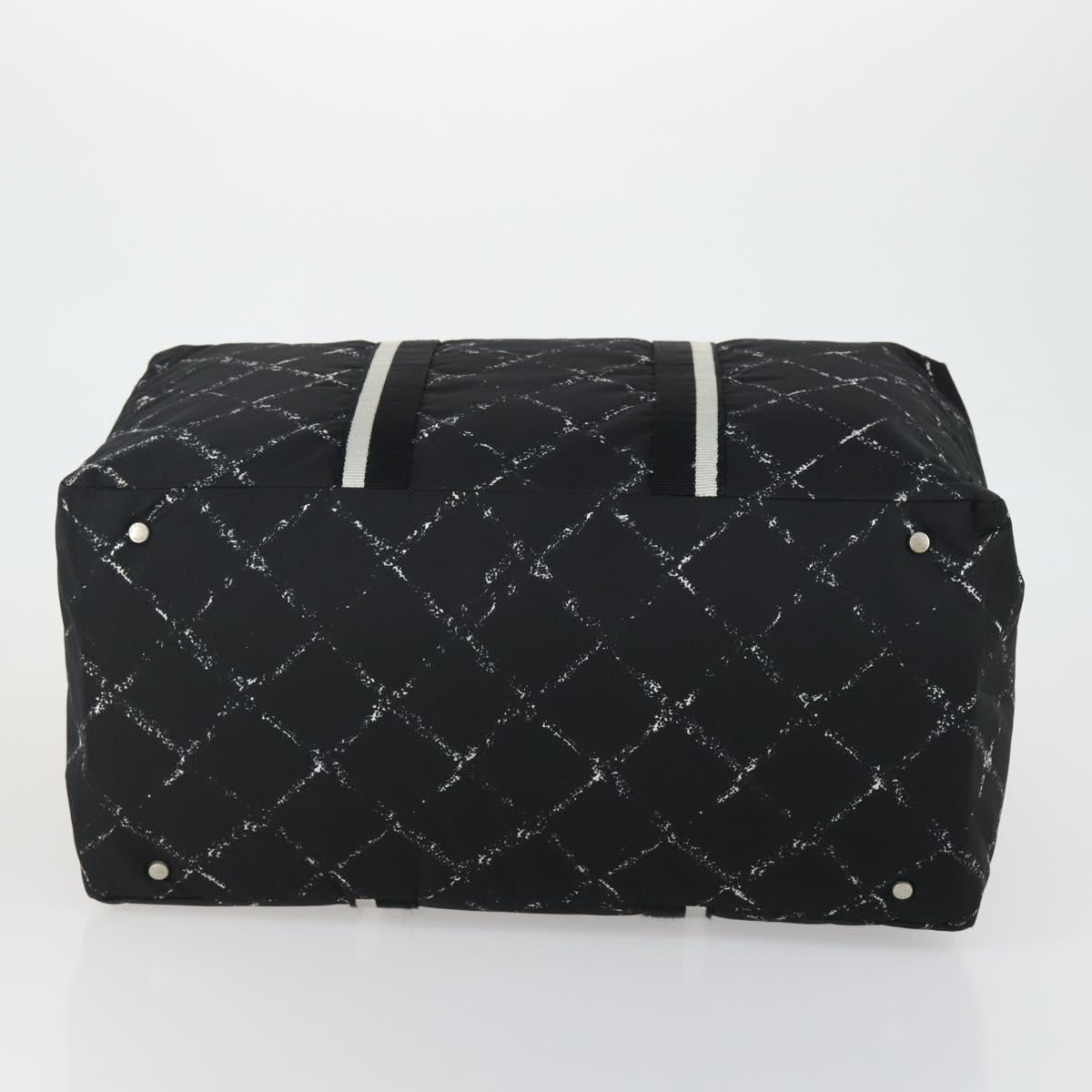 CHANEL Travel Line Boston Bag Nylon Black CC Auth bs31126