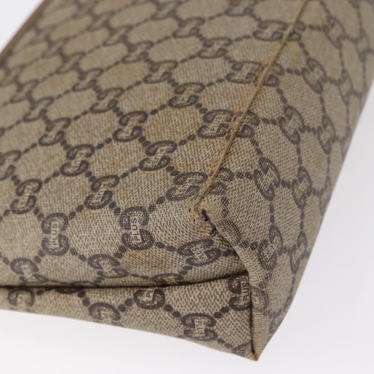 GUCCI GG Plus Supreme Clutch Bag PVC Beige Gold Auth bs31127