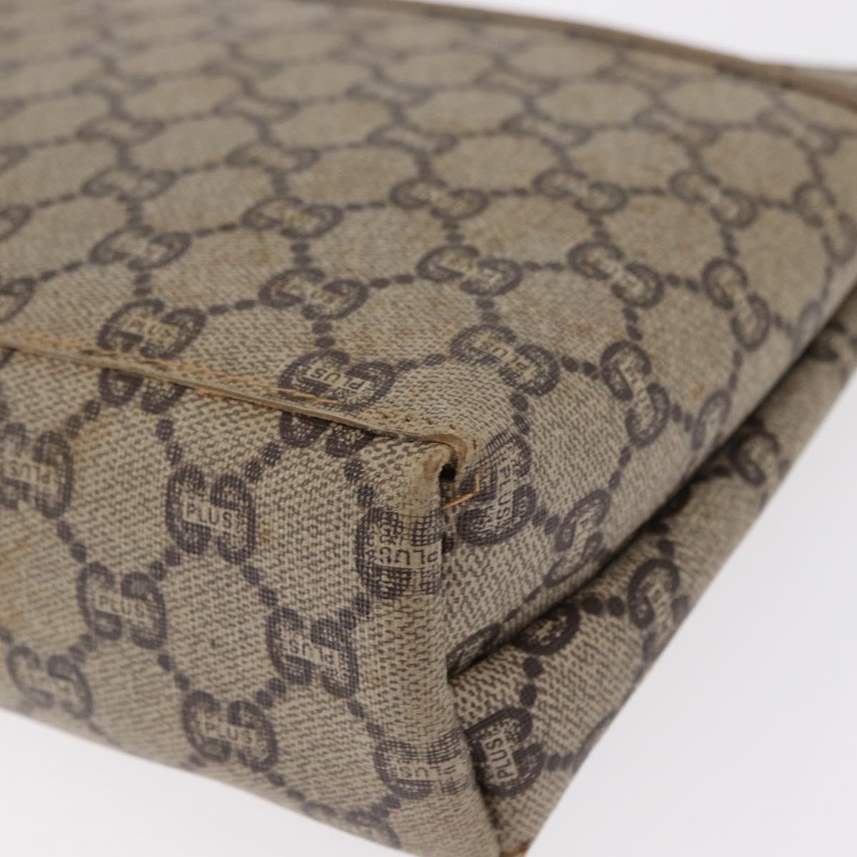 GUCCI GG Plus Supreme Clutch Bag PVC Beige Gold Auth bs31127
