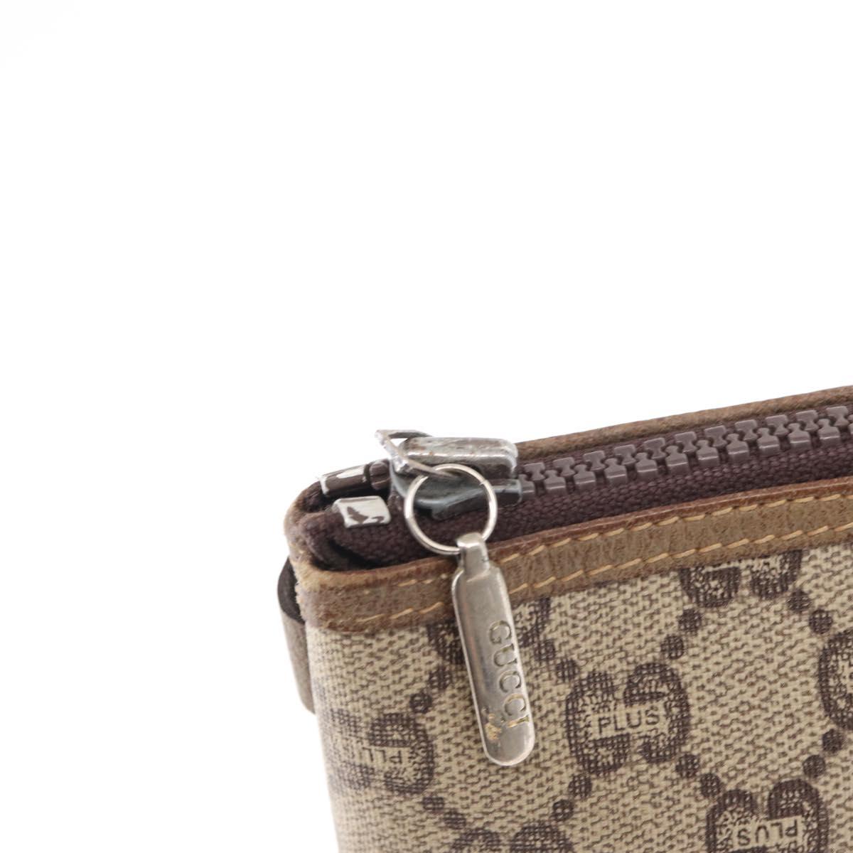 GUCCI GG Plus Supreme Clutch Bag PVC Beige Gold Auth bs31127
