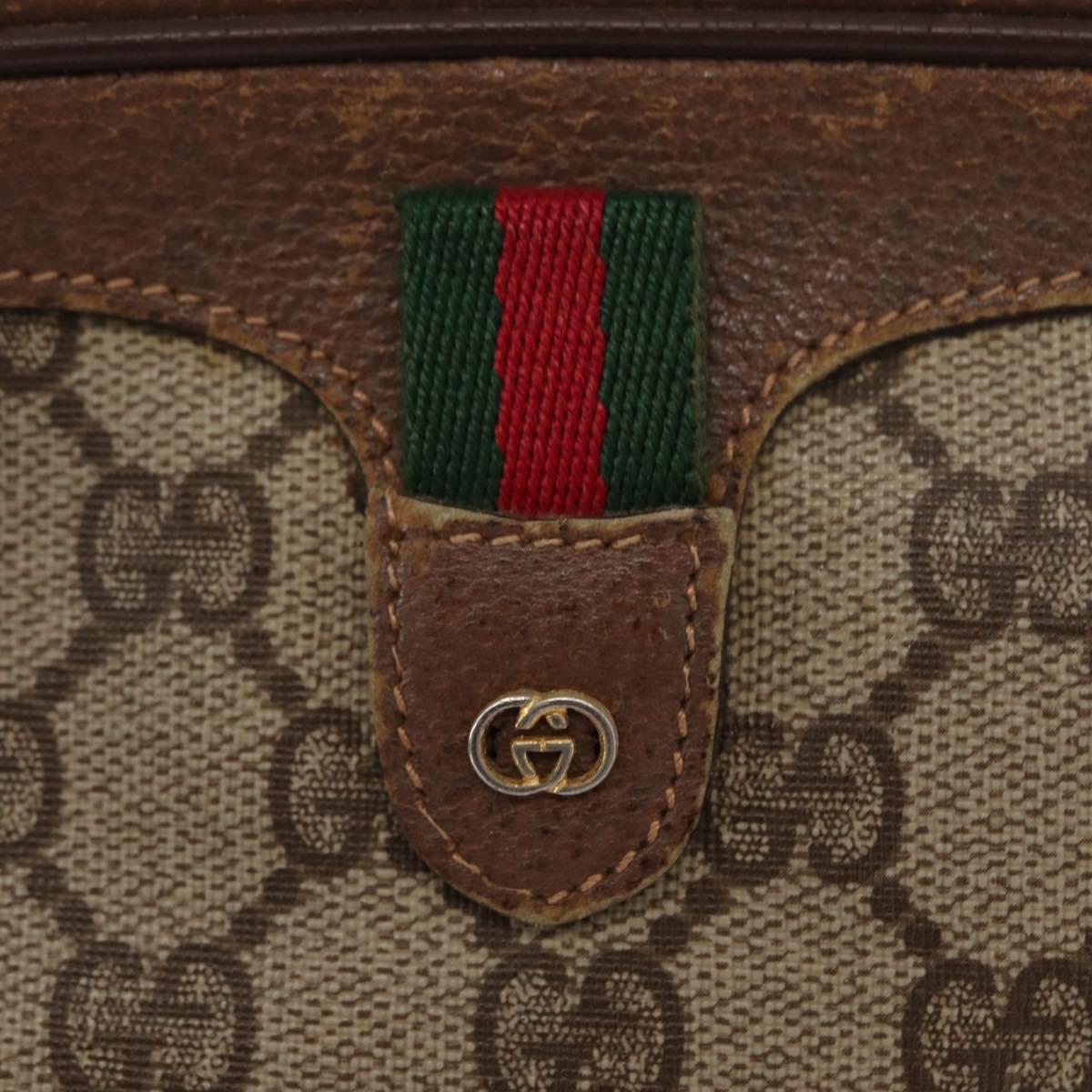 GUCCI GG Supreme Web Sherry Line Bag PVC Beige 007 58 6112 4023 Auth bs31129
