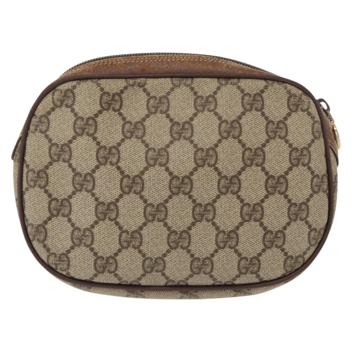 GUCCI GG Supreme Web Sherry Line Bag PVC Beige 007 58 6112 4023 Auth bs31129