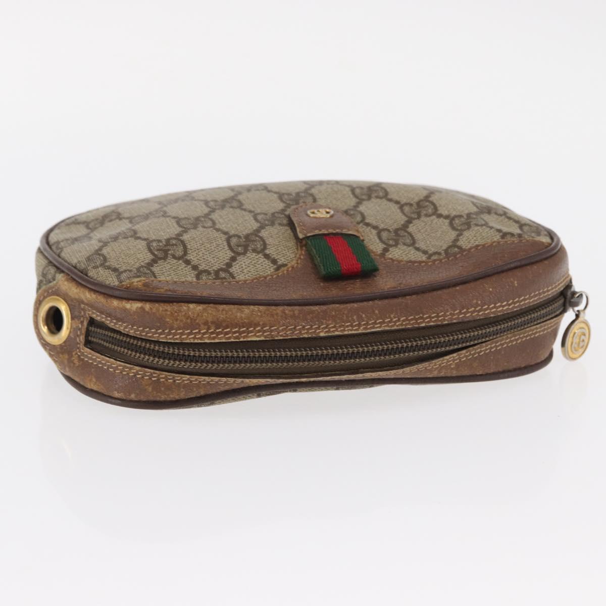 GUCCI GG Supreme Web Sherry Line Bag PVC Beige 007 58 6112 4023 Auth bs31129